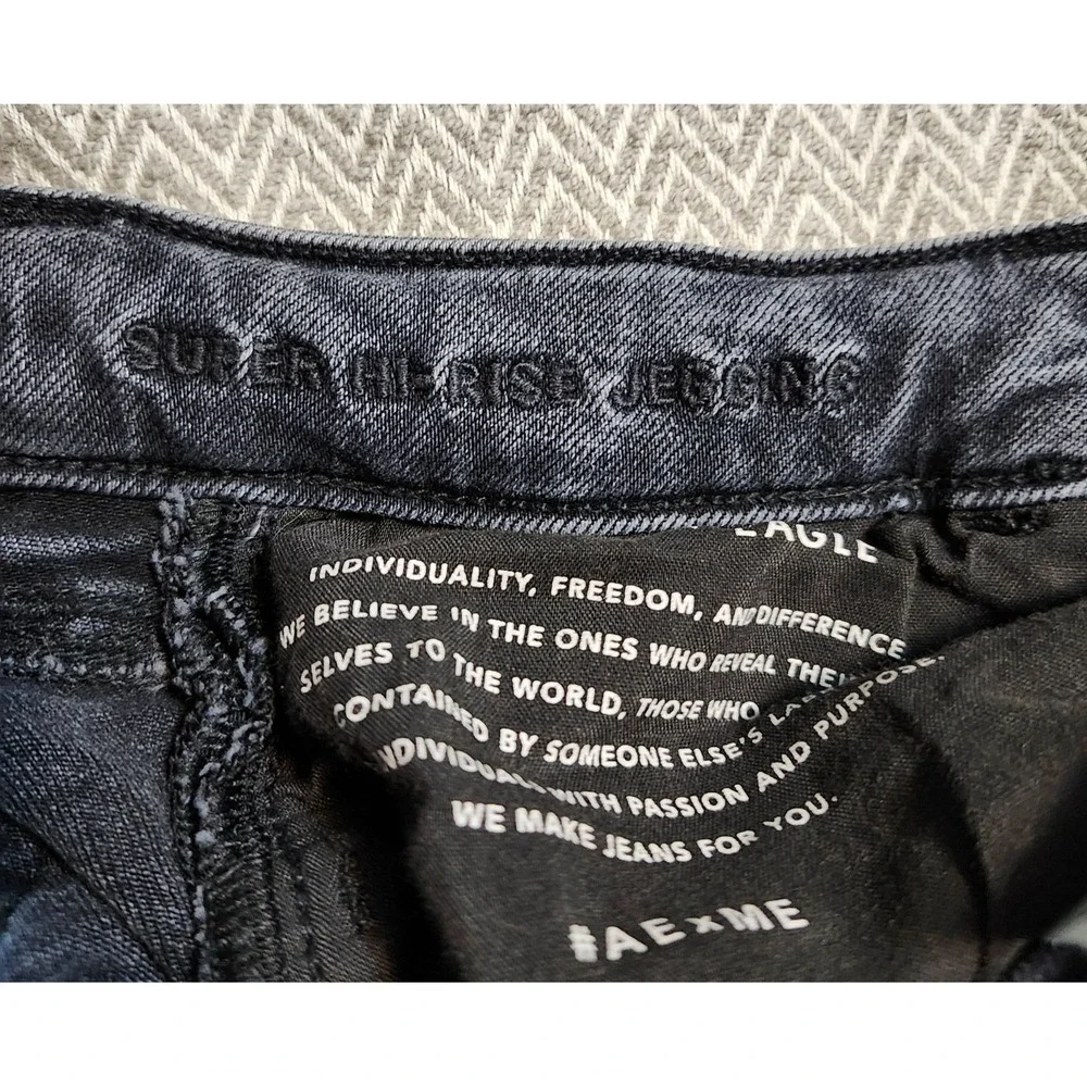 American Eagle Jeans Women's 8 Long Black Super Hi Rise Jegging Super Stretch